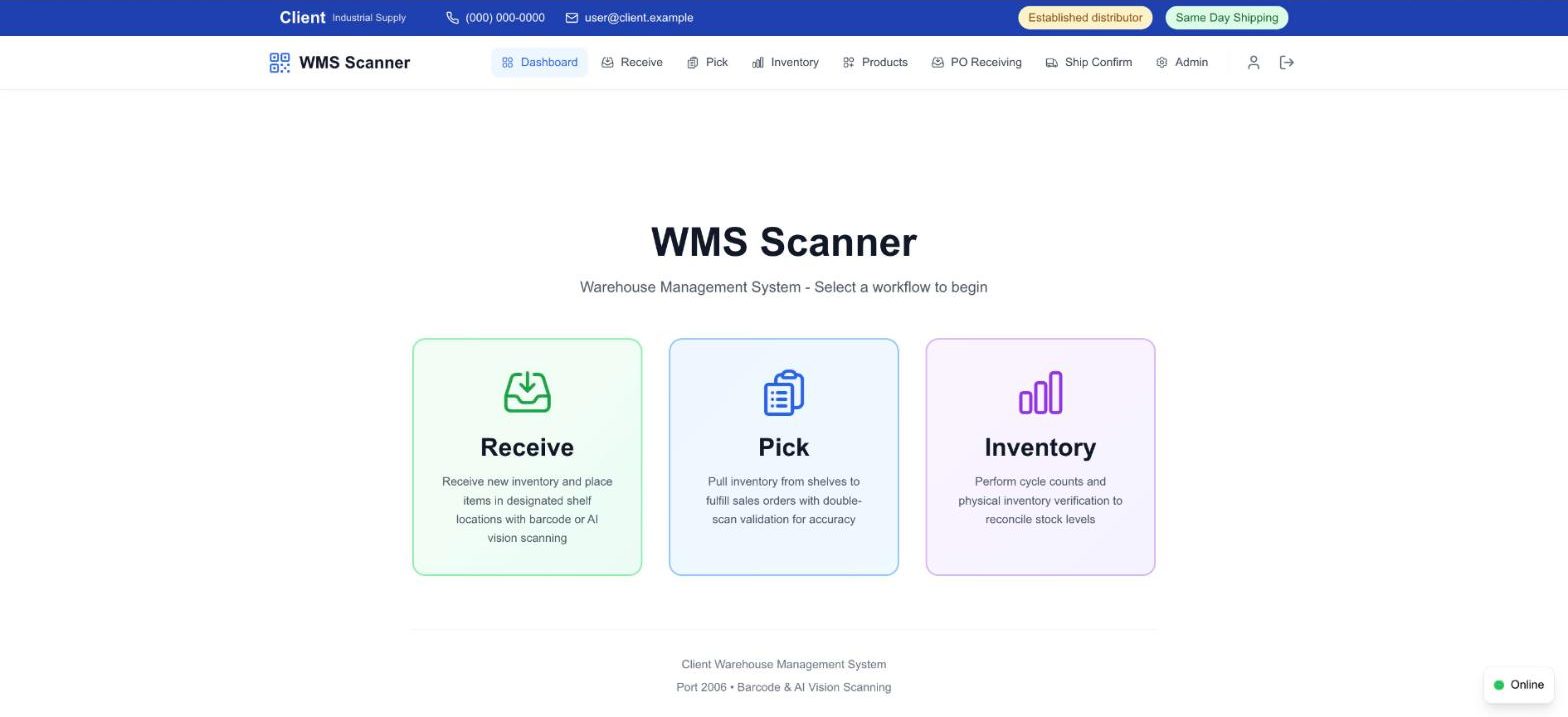 Scanner for receiving, picking and counts screen, identifiers masked